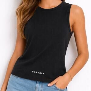 Blakely Black Tank Top Womens Large Sleeveless Athleisure Basic Minimalist